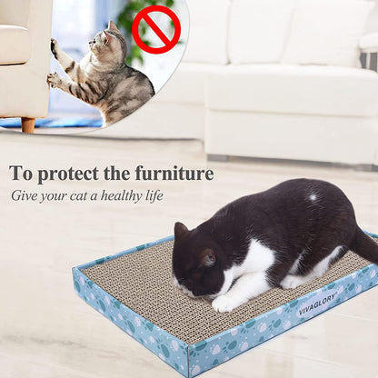 Cat Scratching Pad - Cardboard Scratcher Board with Catnip for Indoor Use, Extra Wide 3-Pack for Kittens