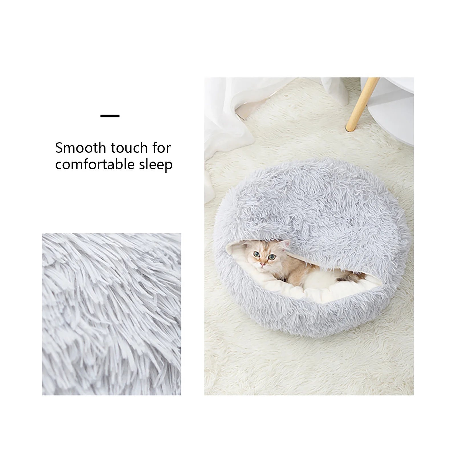 Premium Calming Dog Beds and Cat Cave with Hooded Cover, Removable and Washable Round Design for Small to Medium Pets, Anti-Slip Faux Fur for Enhanced Comfort, Suitable for Pets up to 11 lbs
