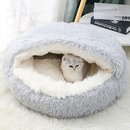 Premium Calming Dog Beds and Cat Cave with Hooded Cover, Removable and Washable Round Design for Small to Medium Pets, Anti-Slip Faux Fur for Enhanced Comfort, Suitable for Pets up to 11 lbs
