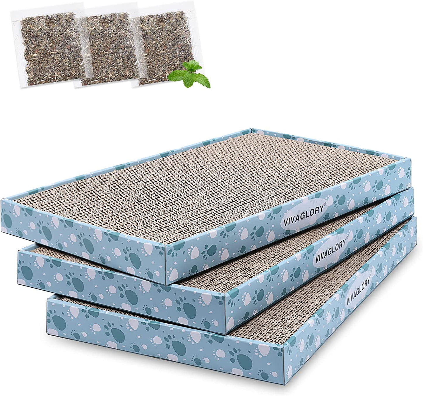 Cat Scratching Pad - Cardboard Scratcher Board with Catnip for Indoor Use, Extra Wide 3-Pack for Kittens