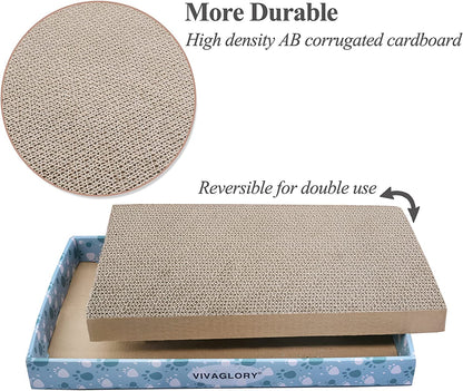 Cat Scratching Pad - Cardboard Scratcher Board with Catnip for Indoor Use, Extra Wide 3-Pack for Kittens