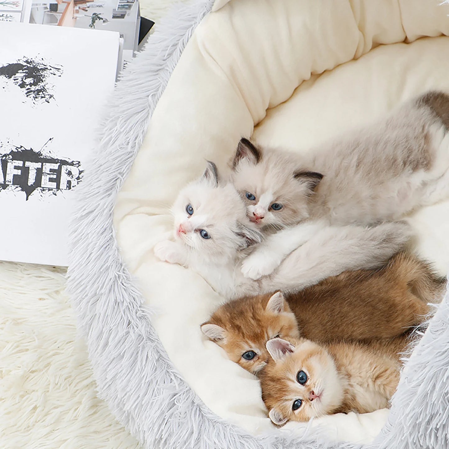 Premium Calming Dog Beds and Cat Cave with Hooded Cover, Removable and Washable Round Design for Small to Medium Pets, Anti-Slip Faux Fur for Enhanced Comfort, Suitable for Pets up to 11 lbs