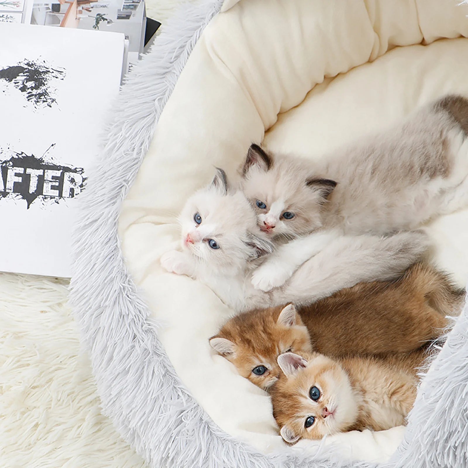 Premium Calming Dog Beds and Cat Cave with Hooded Cover, Removable and Washable Round Design for Small to Medium Pets, Anti-Slip Faux Fur for Enhanced Comfort, Suitable for Pets up to 11 lbs