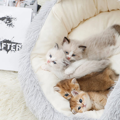 Premium Calming Dog Beds and Cat Cave with Hooded Cover, Removable and Washable Round Design for Small to Medium Pets, Anti-Slip Faux Fur for Enhanced Comfort, Suitable for Pets up to 11 lbs